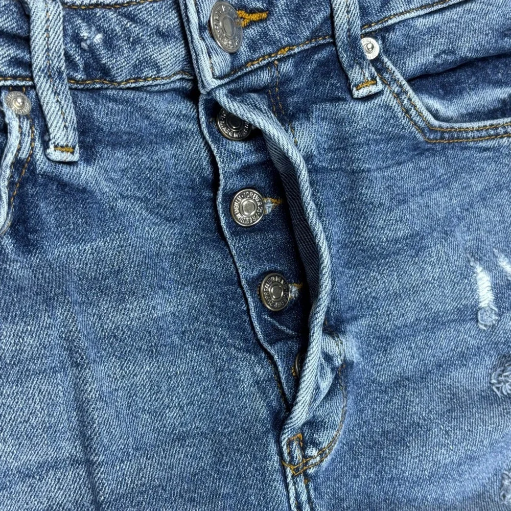 Forever 21 Womens High Rise Skinny Distressed‎ Button Fly Blue Jeans Size 28